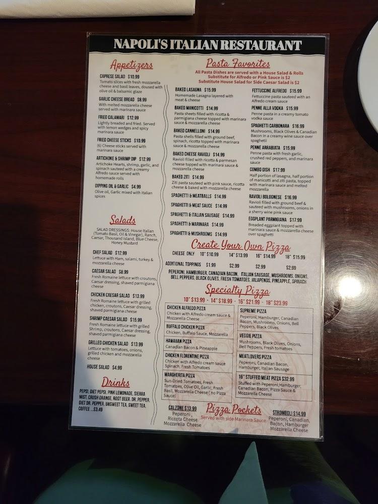Napoli's Italian Restaurant Menu image 2